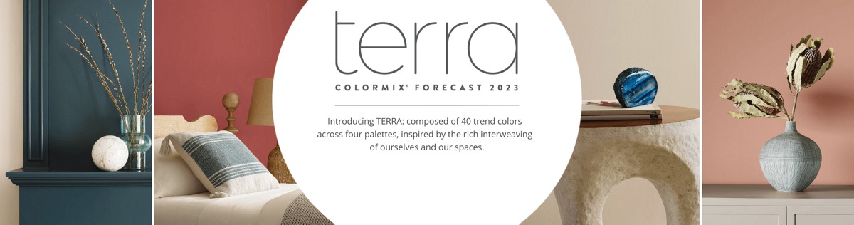 Introducing TERRA: composed of 40 trend colors across four palettes, inspired by the rich interweaving of ourselves and our spaces.
