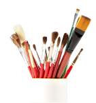 Jar of paint brushes