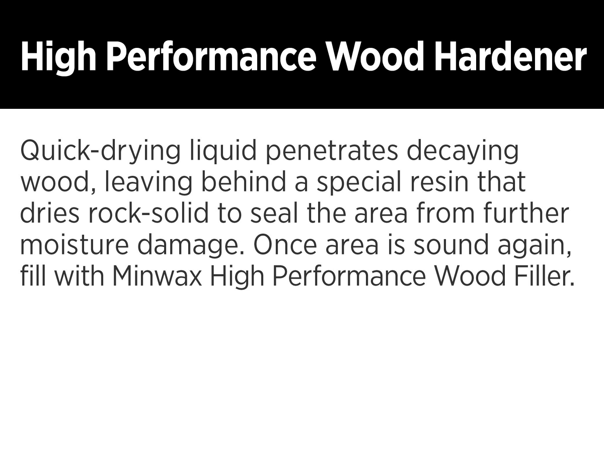 MINWAX WOOD HARDENER High Performance Strengthens Seals Rotting Wood 1 pt  41700