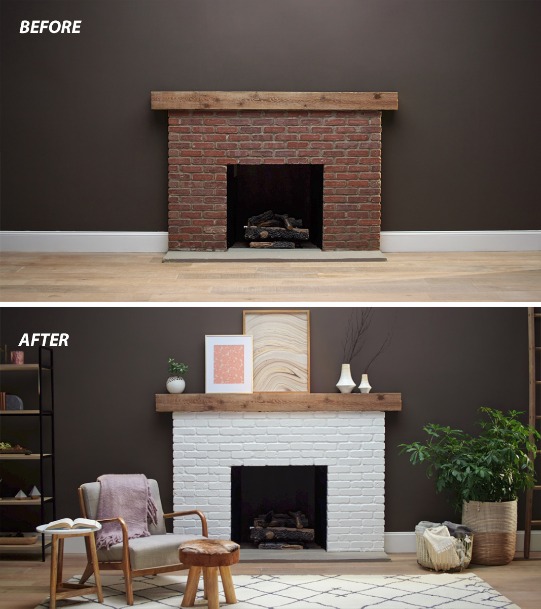 How To Paint A Brick Fireplace Fireplace Makeover
