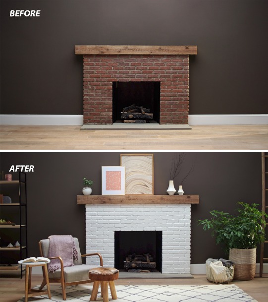 How to Paint a Brick Fireplace | Fireplace Makeover ...