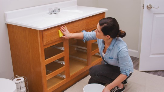 Faux finish bathroom cabinets