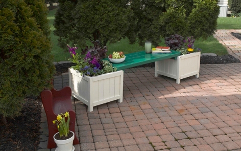 Outdoor Bench and Planter
