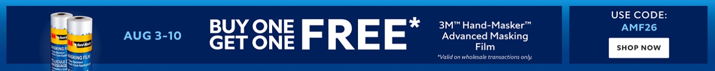 Aug 3-10. Buy One Get One FREE 3M™ Hand-Masker™ Advanced Masking Film. Use Code: AMF26. Shop Now. *Valid on wholesale transactions only.