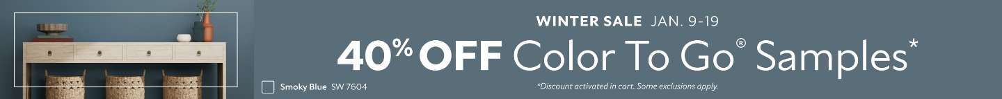 Winter Sale Jan. 9-19. 40% OFF Color To Go® Samples. *Discount activated in cart. Some exclusions apply.