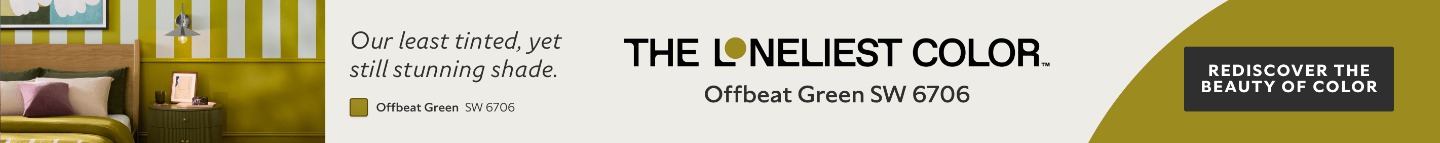 Our Least Tinted, Yet still Stunning Shade. The Loneliest Color™ Offbeat Green SW 6706. Rediscover the Beauty of Color.