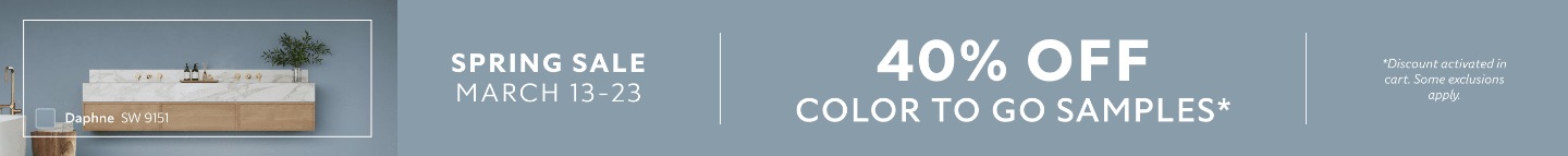 Spring Sale March 13-23. 40% OFF Color To Go Samples. *Discount activated in cart. Some exclusions apply.